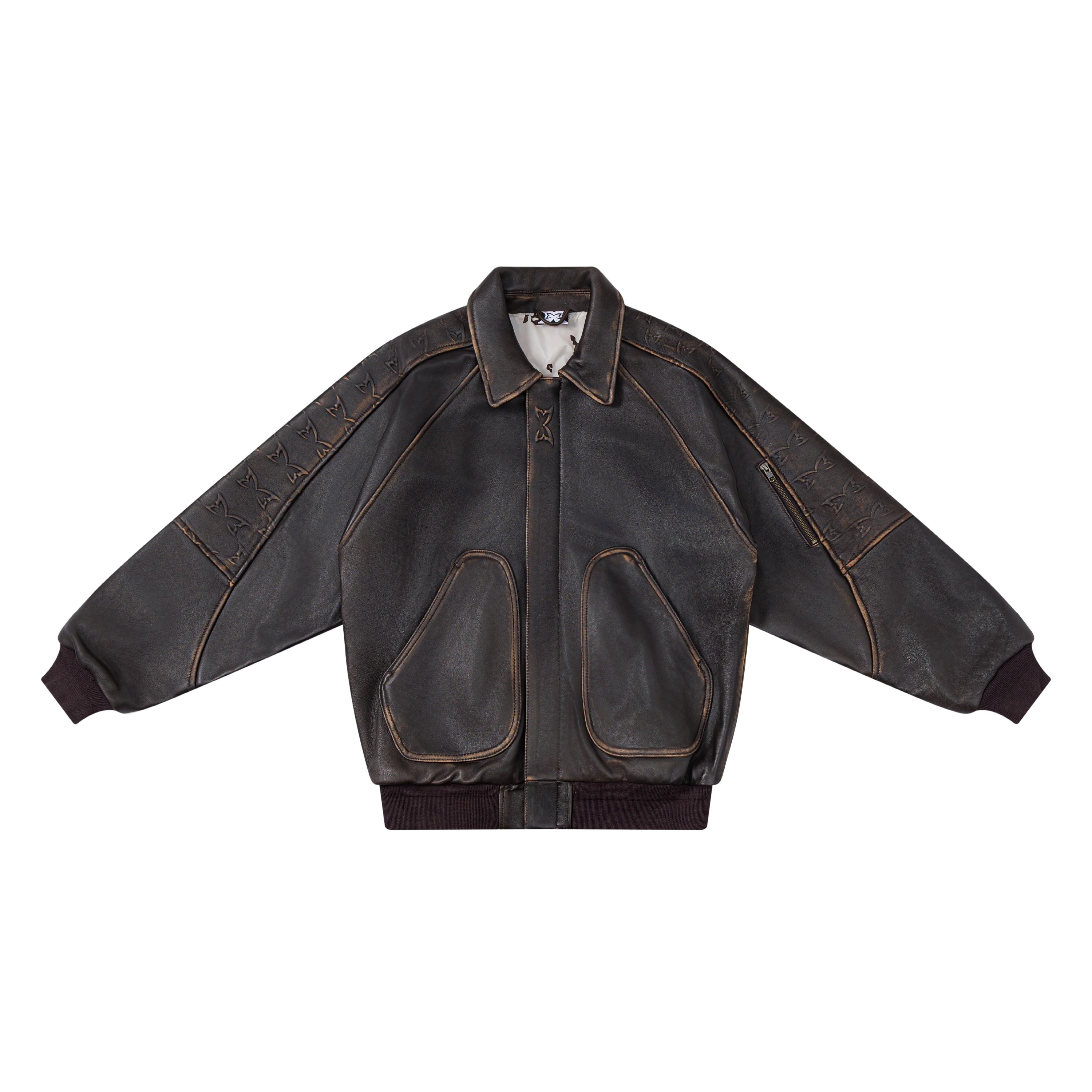 MERTRA AGED LEATHER JACKET (BROWN)