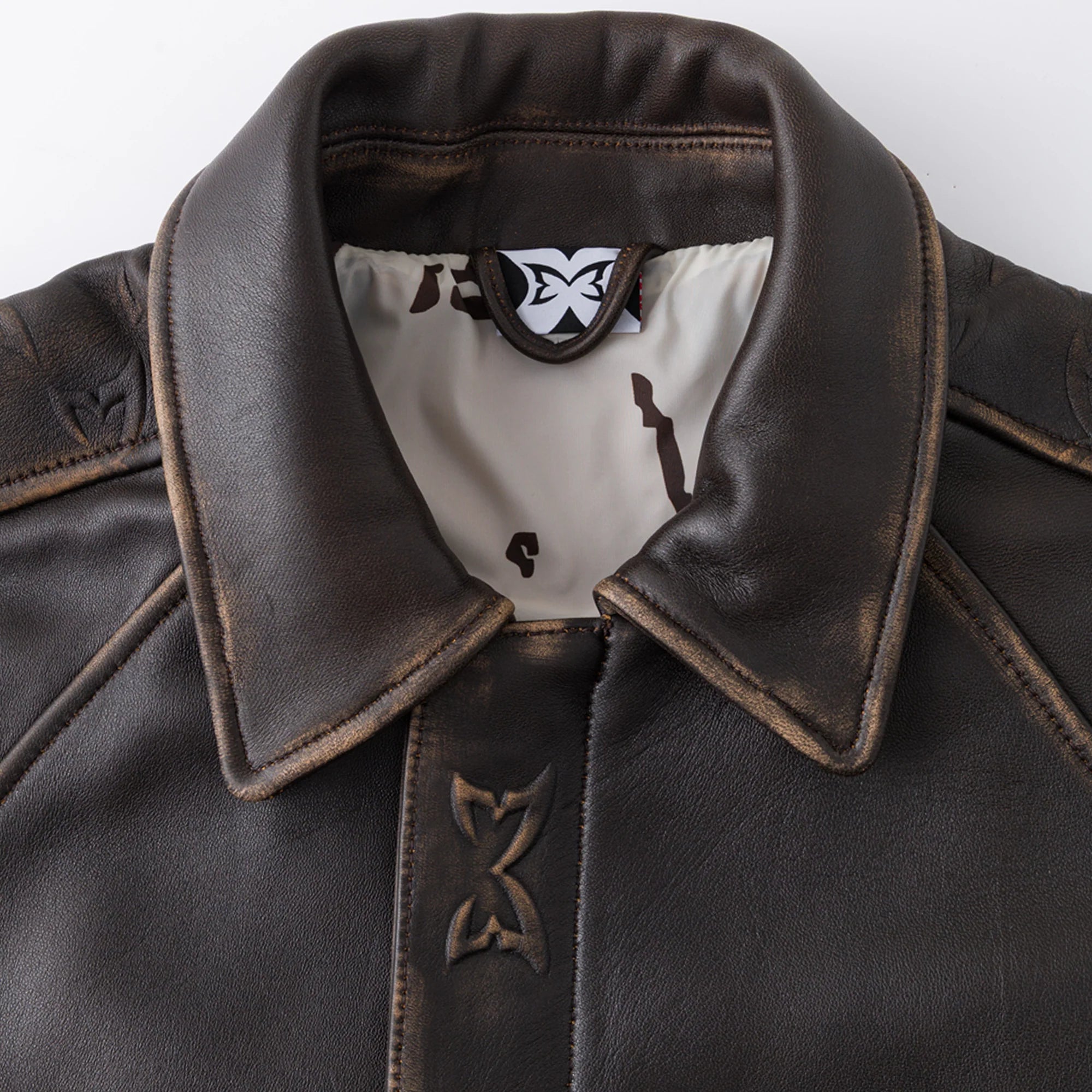 MERTRA AGED LEATHER JACKET (BROWN)