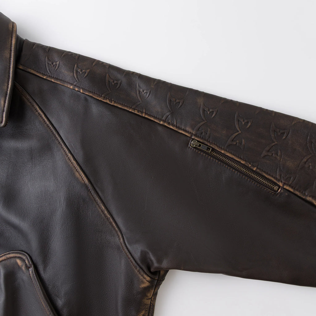 MERTRA AGED LEATHER JACKET (BROWN)