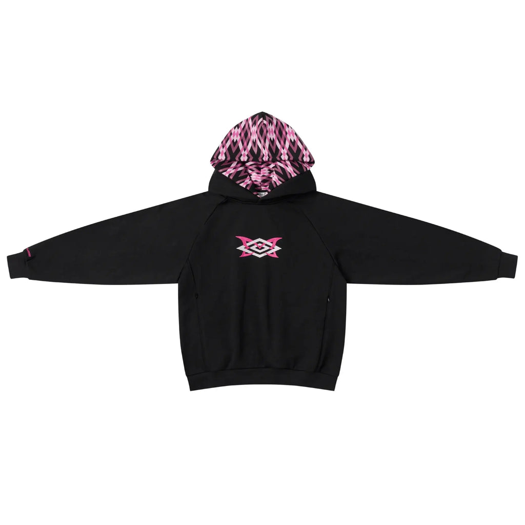 MERTRA x Umbro Warm Up Hood (Black/Pink) Front View